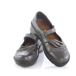 Naot Dark Gray Leather Cut Out Mary Janes Shoes
